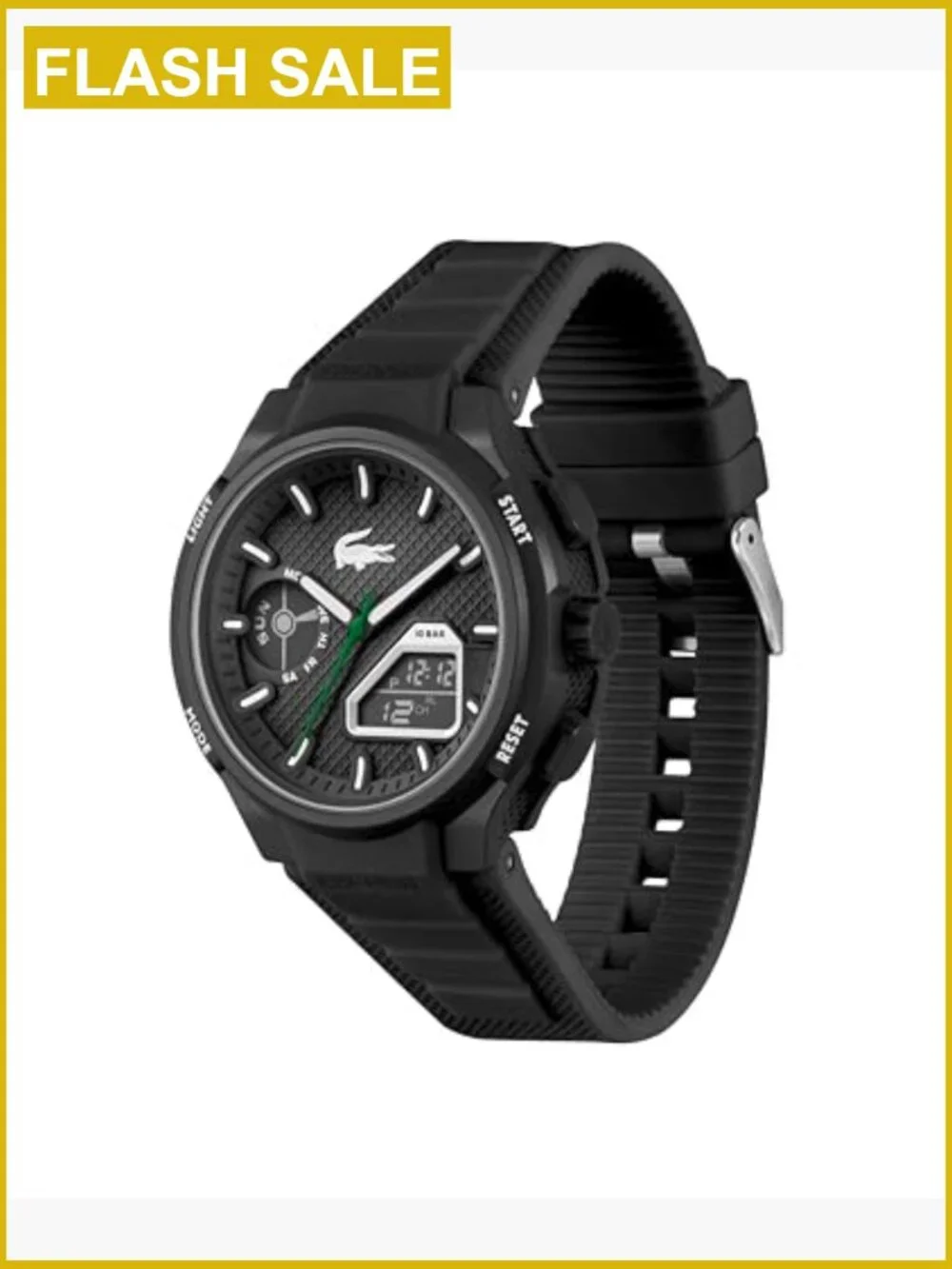 Men's Sporty Quartz Watch, Silicone Strap, TR90 Case, Chronograph, 100m Water